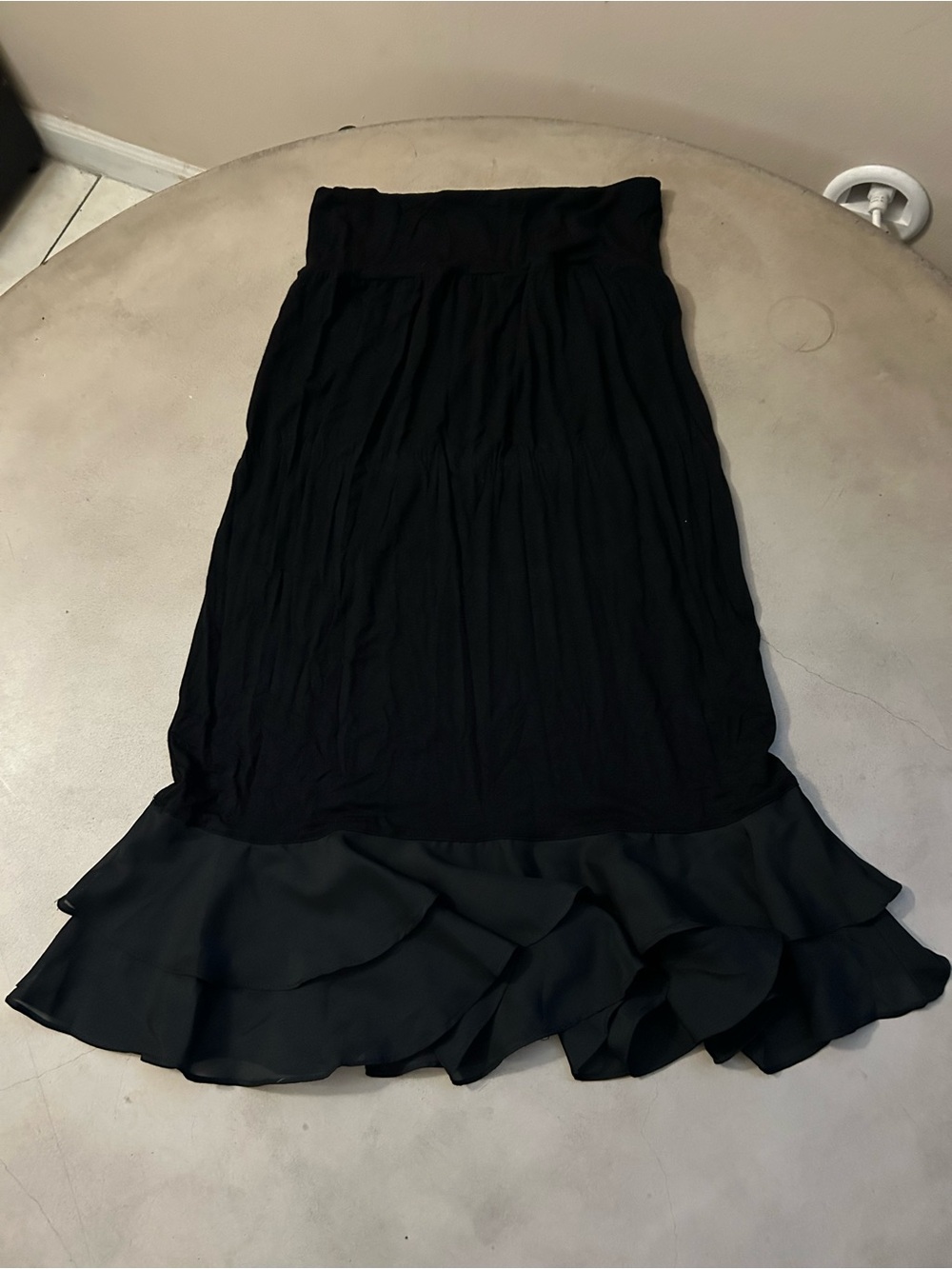 Grace Karin Black Ruffle-Hem Maxi Skirt